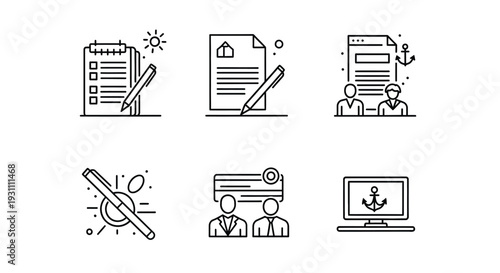Simple Line Icons for Business Documents.