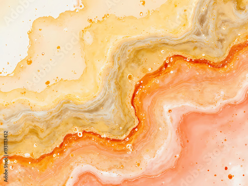 Bright swirls of orange, yellow, and beige dance together on a fluid canvas. The colors blend smoothly, evoking feelings of warmth and creativity in a dynamic display Generative AI