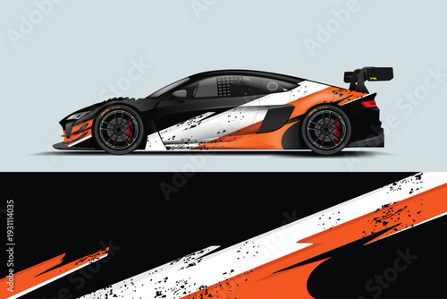Car livery graphic vector design. Abstract grunge background wrap design for vehicle vinyl stickers and car branding.