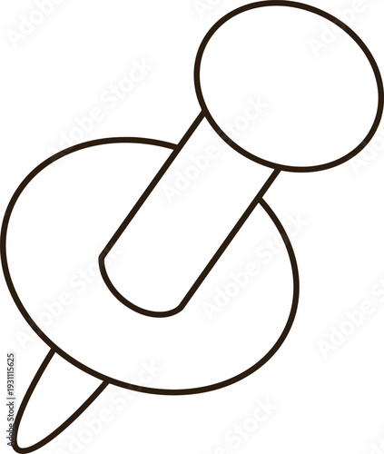 Minimalist Black Line Push Pin Icon for Office and Stationery Design