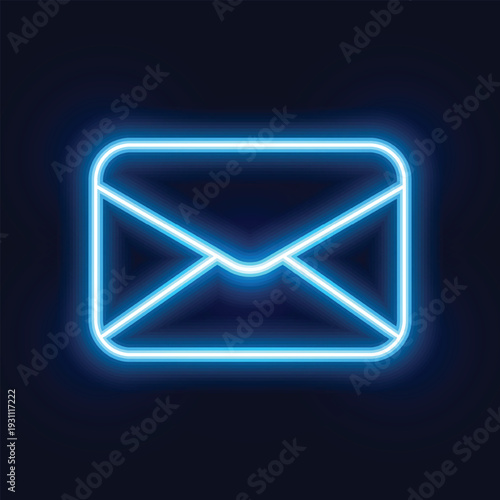 Vector Mail Icon With Neon Style Background