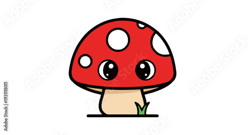 Cartoon Mushroom Character with Big Eyes.