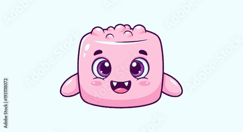 Cartoon Pink Marshmallow Character with Eyes.