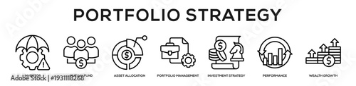Portfolio Strategy web banner icon illustration concept