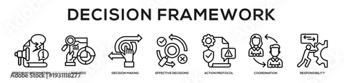 Decision Framework web banner icon illustration concept