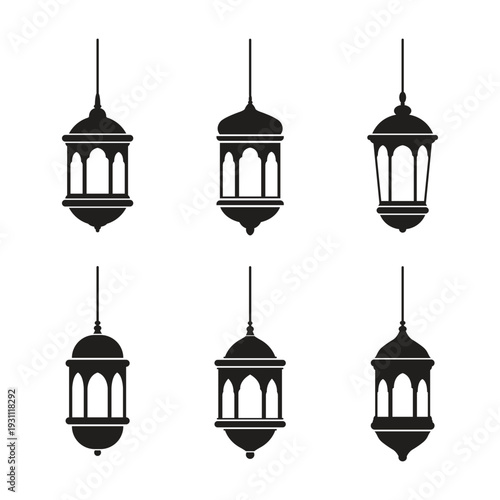 Vector Set of Ramadan Lamp Design Vector