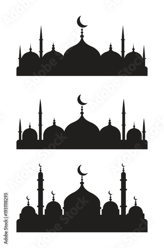 Vector Set of Mosque Silhouette Design Vector