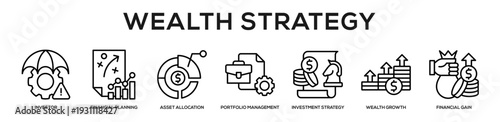 Wealth Strategy web banner icon illustration concept
