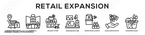 Retail Expansion web banner icon illustration concept