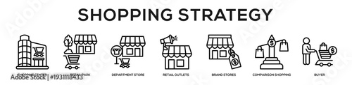 Shopping Strategy web banner icon illustration concept