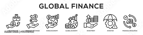 Global Finance web banner icon illustration concept