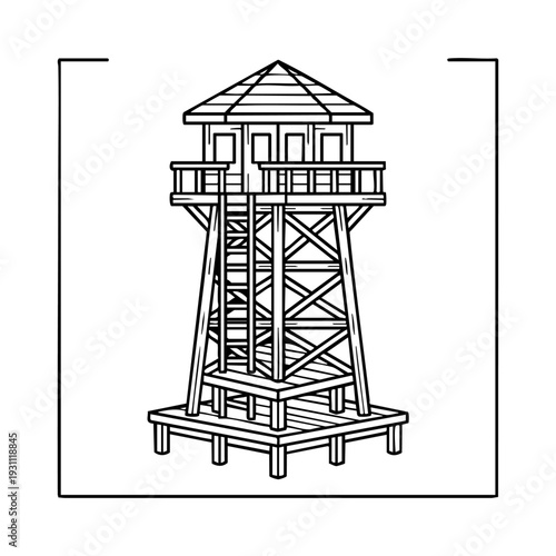 Fire lookout watch tower with cabin top
