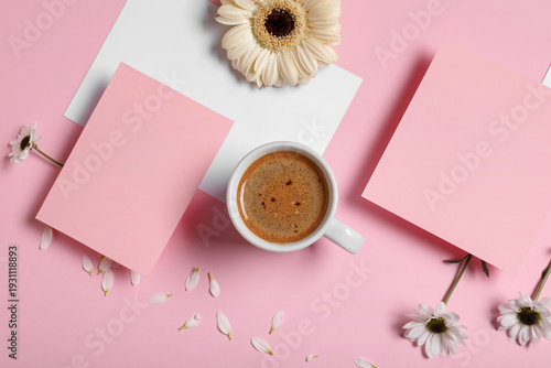 Cup of coffee with gerbera ...