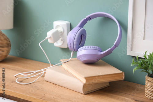 Modern headphones with char...