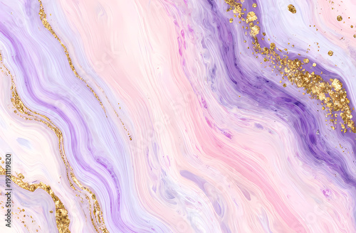 Layers of soft pink, lilac, and purple blend beautifully, accented by shimmering gold. This serene scene captures the essence of creativity and tranquility Generative AI