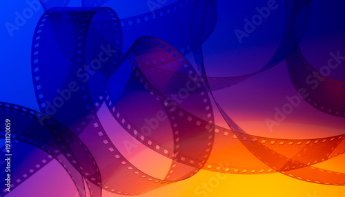 Colorful abstract horizontal background banner with film strip for announcements, posters, tickets, flyers