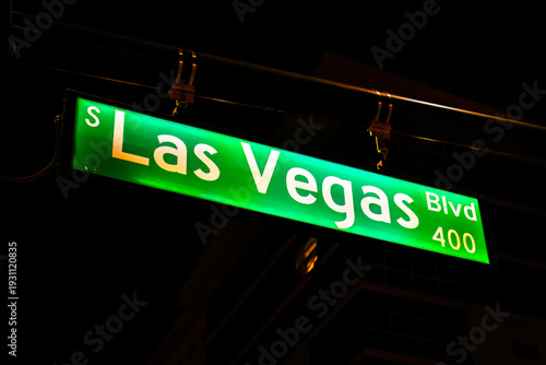 Las Vegas Street Sign Illuminated at Night