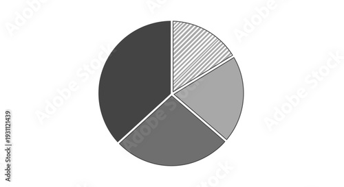 Monochrome pie chart graphic illustrating data distribution.