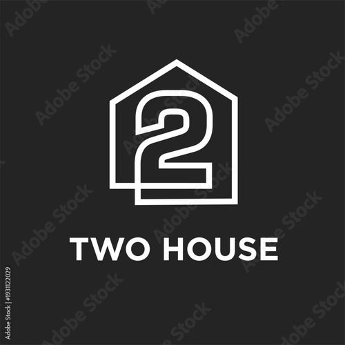 Modern Minimalist Number Two House Logo Design for Real Estate Business