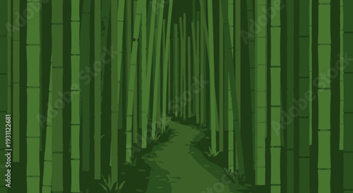 Bamboo Forest with Tall Green Stems.