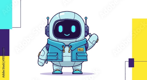 Cartoon Astronaut Character in Space Suit.