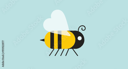 Cartoon Bee Illustration with Yellow Stripes.