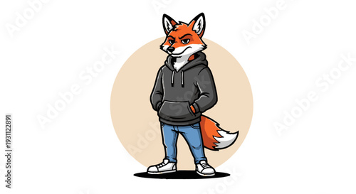 Cartoon Fox Character Wearing Casual Clothes.