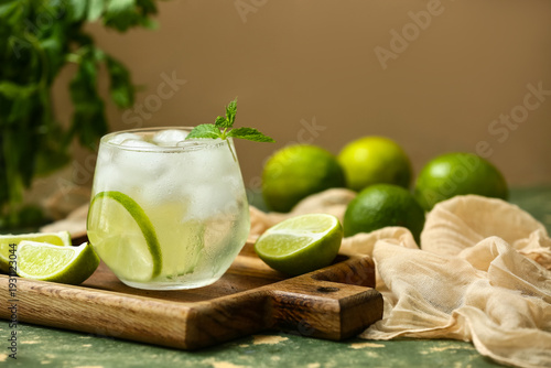 Glass of lime infused water...