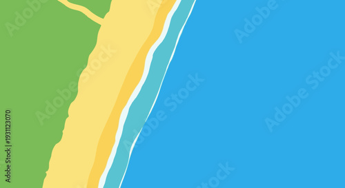 Coastline with Beach and Ocean Waves.