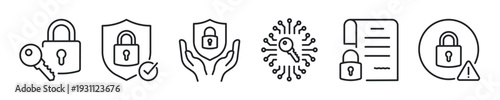 Security thin line icon set. Web minimal icons