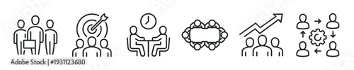 Teamwork thin line icon set. Web minimal icons