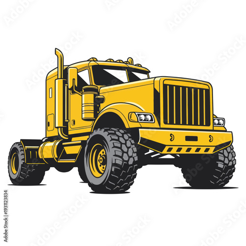 Yellow Heavy Duty Truck Icon - Vector Illustration