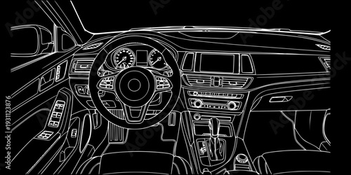 Steering Wheel Interior Car Dashboard.
