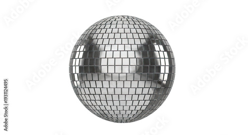Mirror Disco Ball on White Background