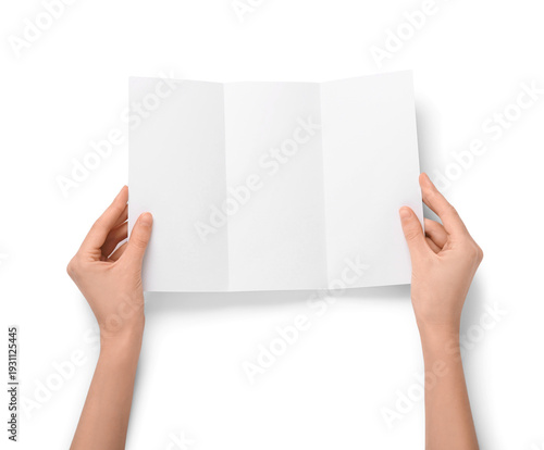 Female hands with blank bro...