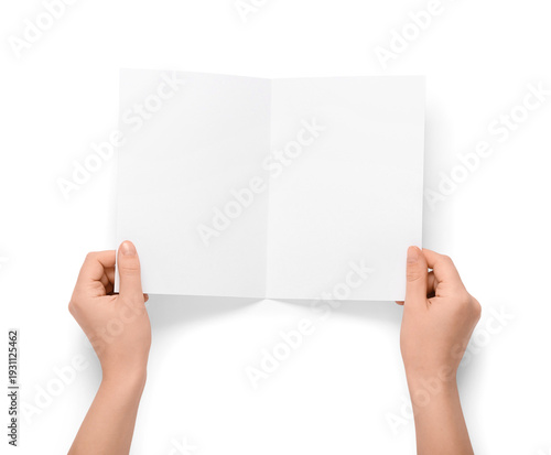 Female hands with blank bro...