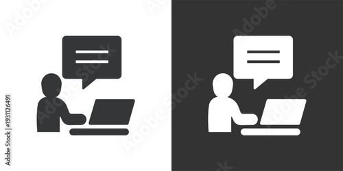 Working and Messaging icon. Solid glyph series icon