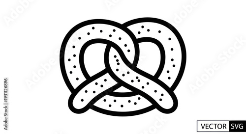 Simple Black and White Cartoon Pretzel Icon