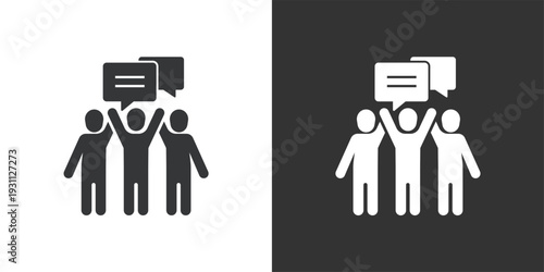 Team Collaboration or Shared Aspirations icon. Solid glyph series icon