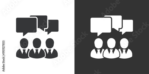 Professional Group Discussion icon. Solid glyph series icon