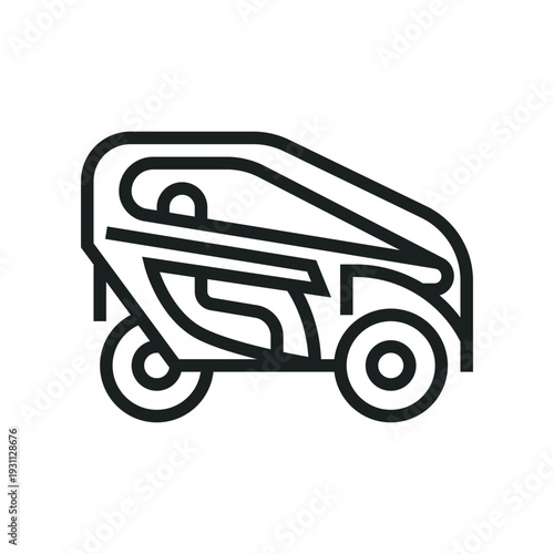 Modern electric micro car icon for urban mobility smart city transport futuristic vehicle line art vector graphic design
