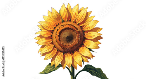 Vibrant Sunflower Isolated on White Background - Blooming Summer Flower