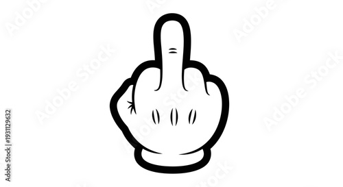 Cartoon Hand Flipping Off With Middle Finger, Offensive Gesture