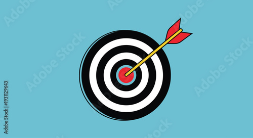 Dartboard with Arrow Hitting the Center.