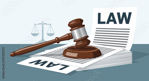 Judge Gavel on Law Documents.