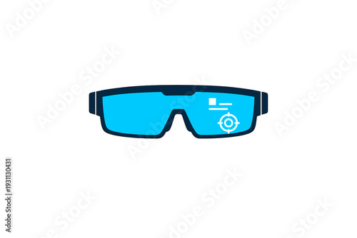 Smart glasses with heads up display interface for augmented reality technology isolated on white background