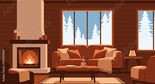 Cozy Living Room with Fireplace and Sofa.