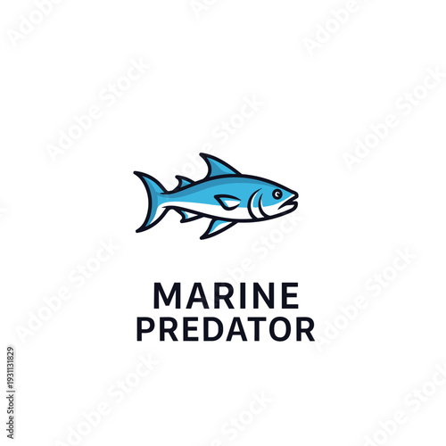 Stylized blue fish icon with black outline and Marine Predator text