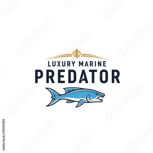 Stylized blue orca killer whale jumping out of water mascot illustration