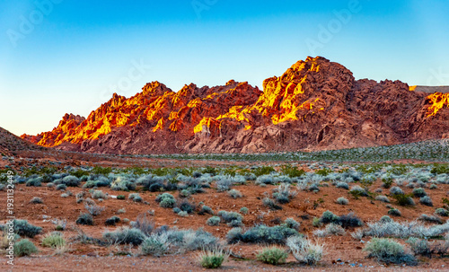 Rocky Formations at Golden Sunset in Valley of Fire State Park Nevada